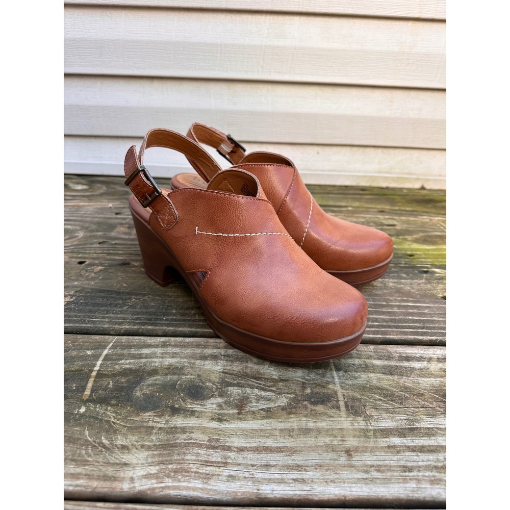 b.o.c. Born Concept Tan Slingback Platform Clogs Block Heel Shoes - Picture 2 of 8